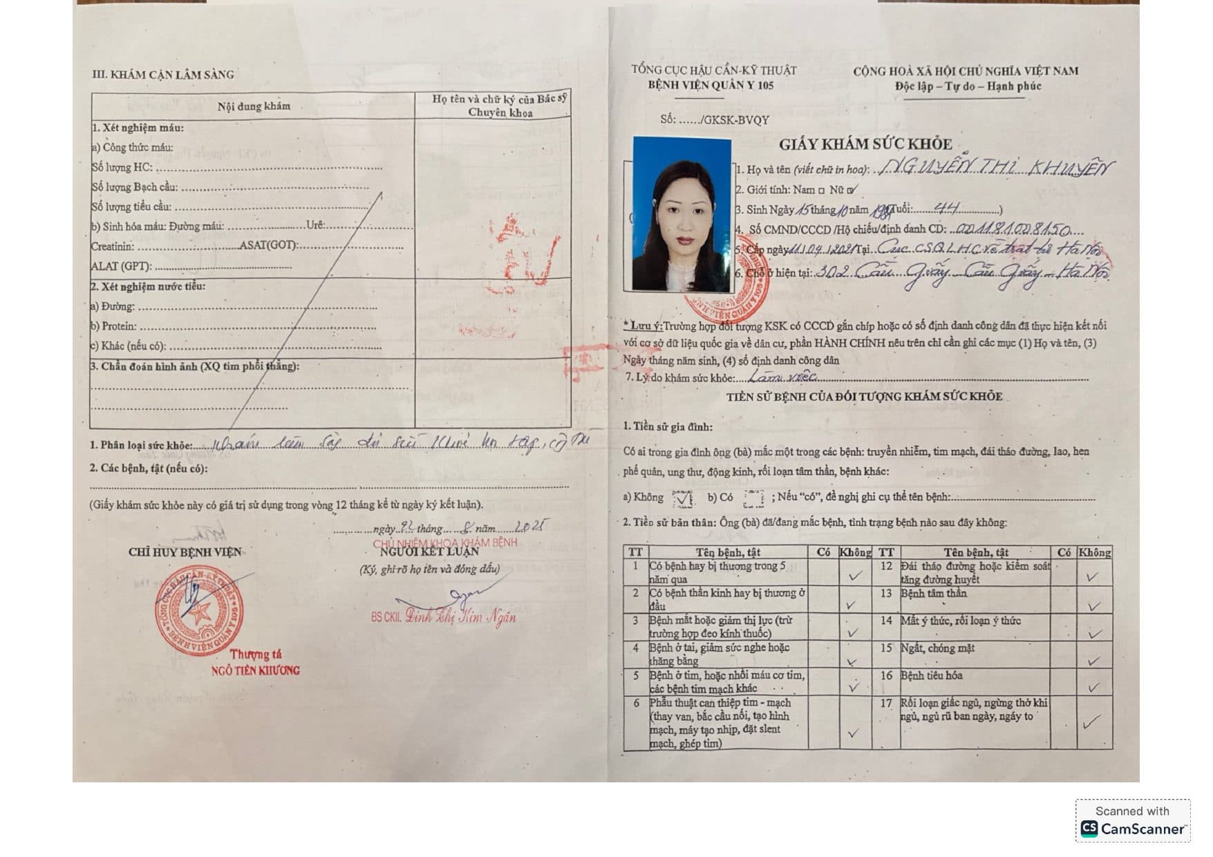 Giấy khám sức khỏe nhân viên