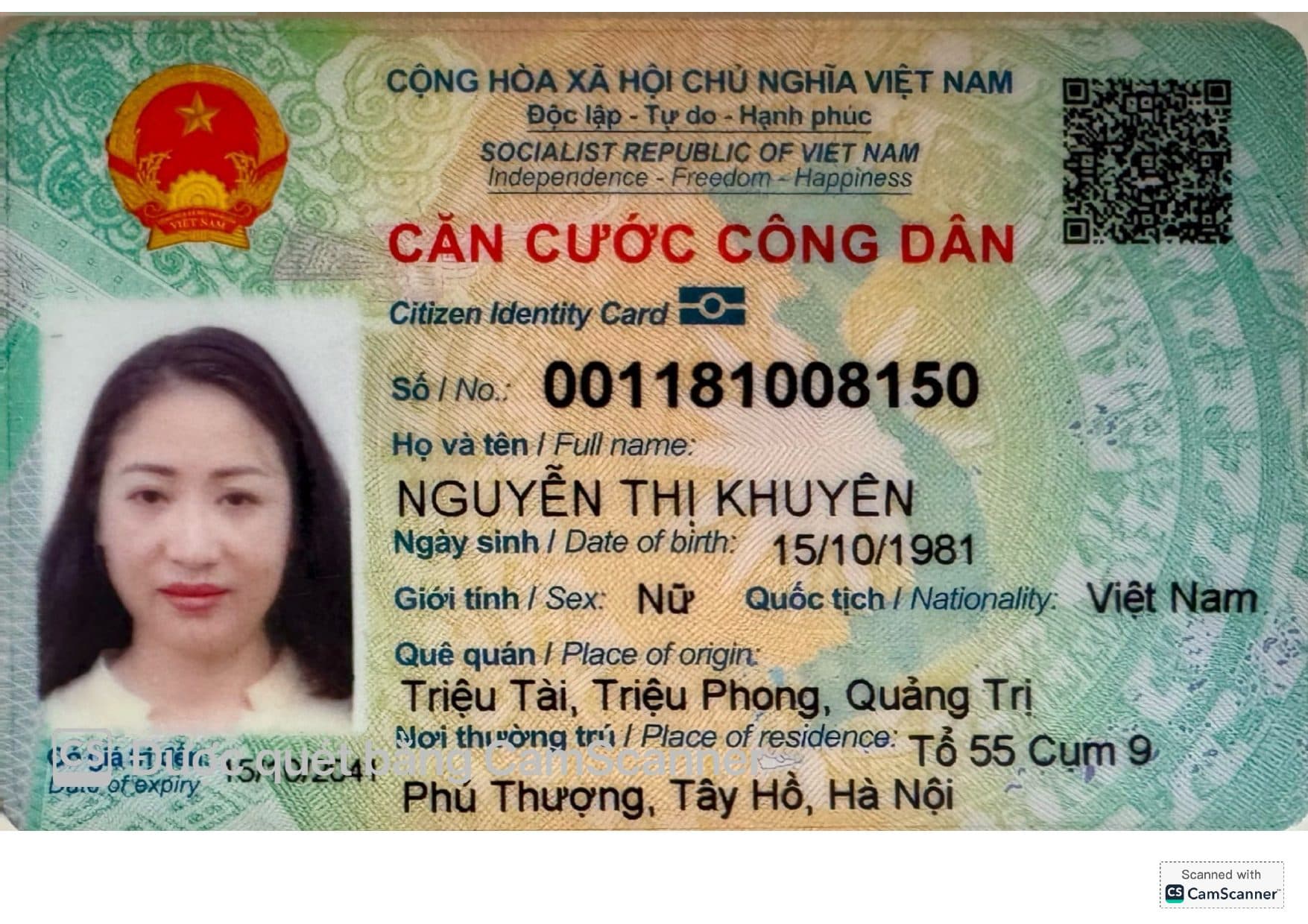 Căn cước công dân nhân viên